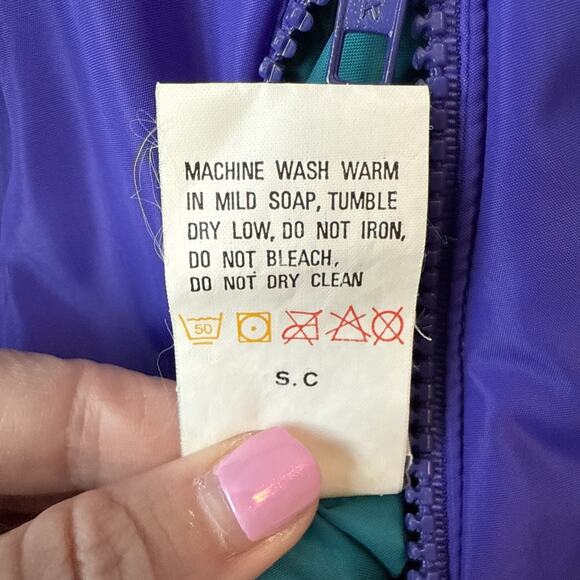 VTG Columbia Women's L Reversible Radial Puffy Ski Jacket 90's Retro Purple Teal - Picture 8 of 14